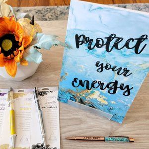 Protect Your Energy Journal w/ PEN-ERGY Crystal Power Pen, Bundle